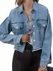European-American Fashion Frayed Edge Denim Jacket: Elegant Casual Women's Short Top with Front Button