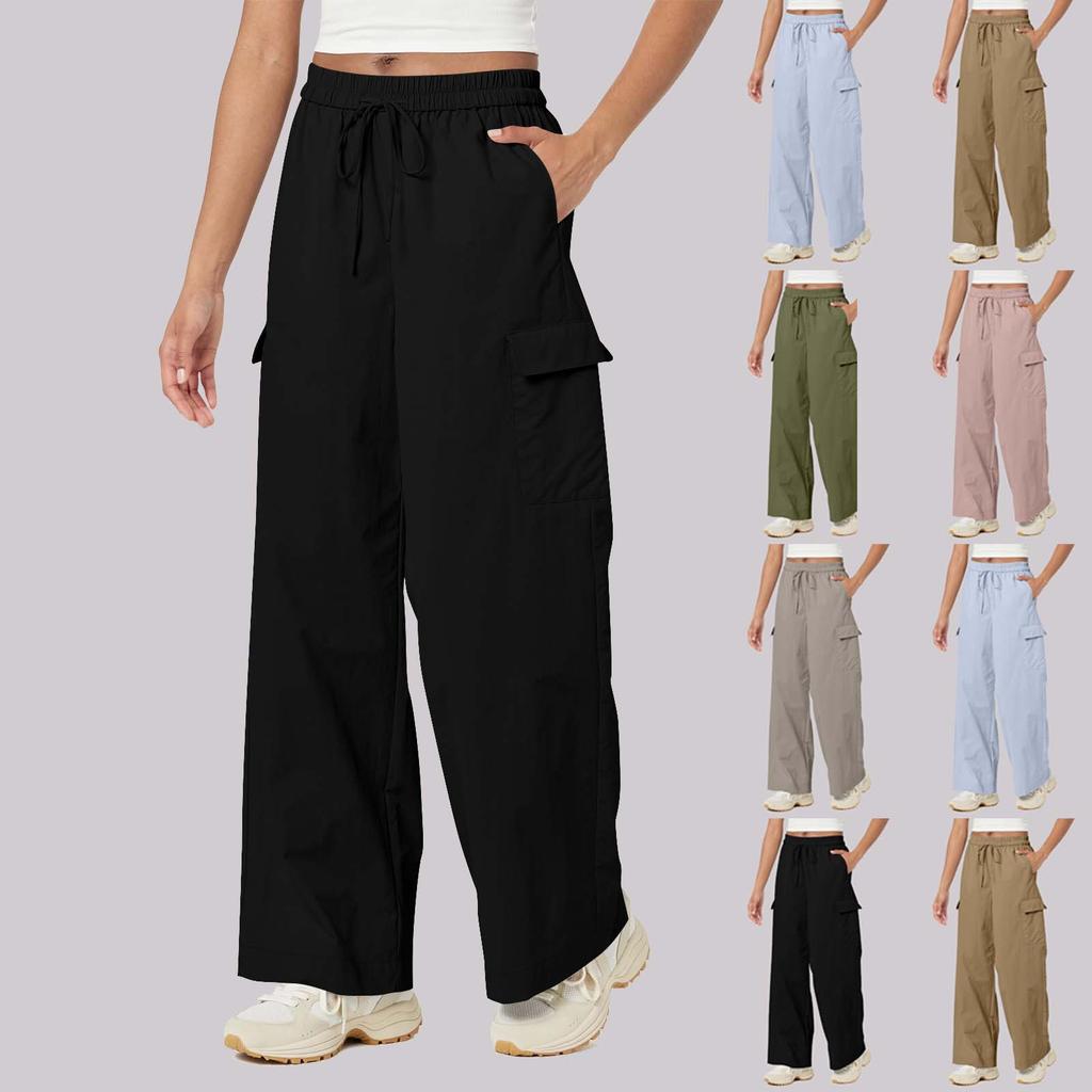 Dámské kalhoty se širokými nohavicemi do kapsy Pohodlné společenské kalhoty Dámské ležérní kalhoty Neformální nylonové kalhoty Cargo