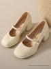 Witte Franse Mary Jane Hoge Hakken voor Dames - Retro Blokhak, Lente/Zomer Mode