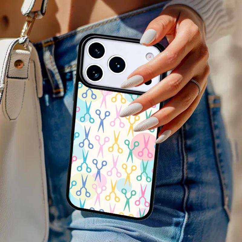 Hair Scissors Phone Case For iPhone 17 Air 14 15 13 12 Max Cover For Apple 14 15 16 16e 11 Pro Max Plus