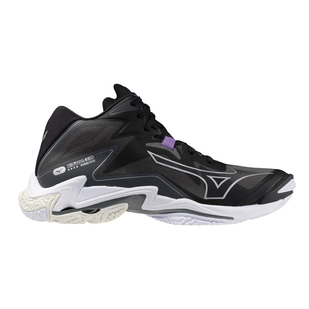 Mizuno Wave Lightning Z8 MID Volleyball Size 2E Shoes, Club/Indoor, Wide, Lightweight, Mid-Cut, Black/Silver, 28.5 cm,