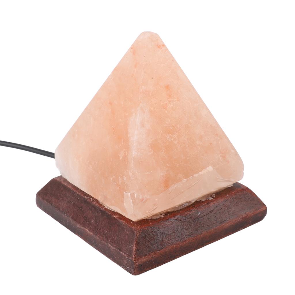 Himalayan Salt Lamp USB RGB 7 Colors Changing Hand Carved with Wood Base Pyramid Crystal Salt Rock