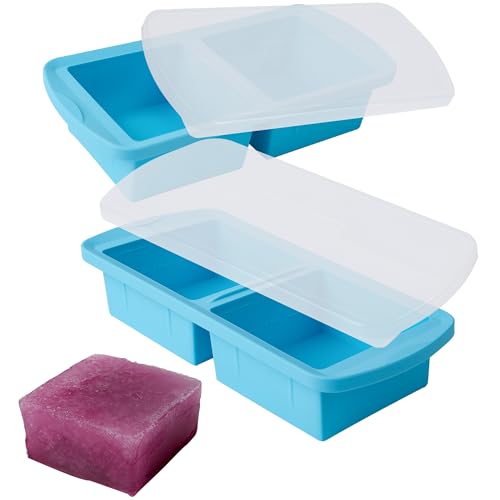 1 2 4 Cup Silicone Soup Freezer Container Lunch Storage Tray Cubes Moulds Set Microwave Safe with Lids