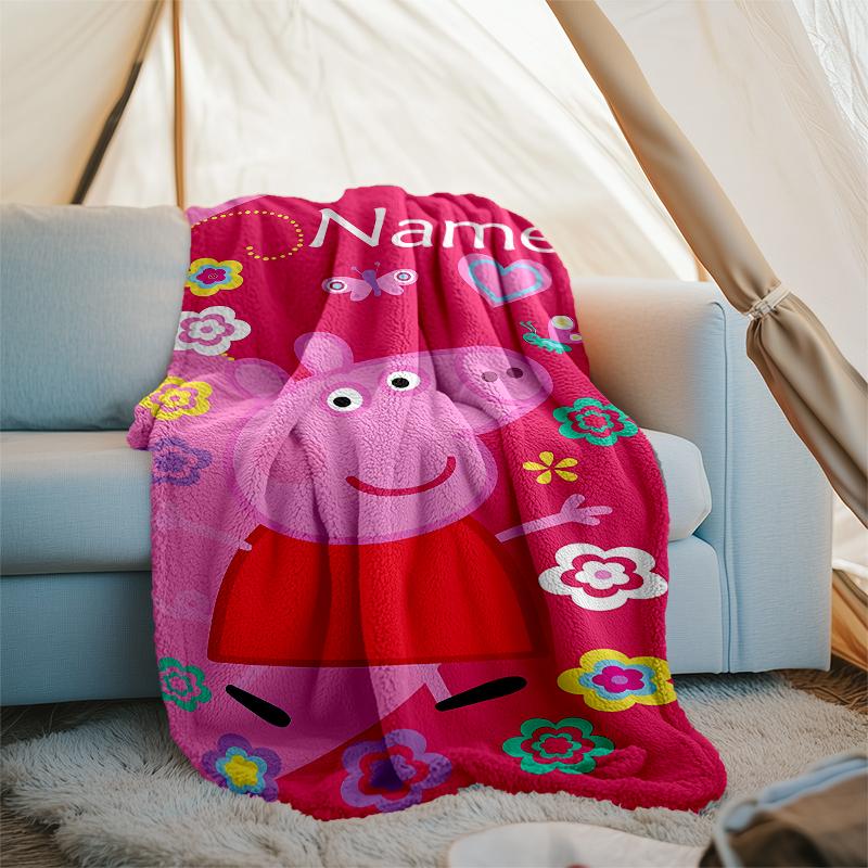 Personalized Custom Name Blanket - Peppa Pig Print Design,Blanket for Sofa,Bed,Travel,Camping - Soft and Warm, Great Gift