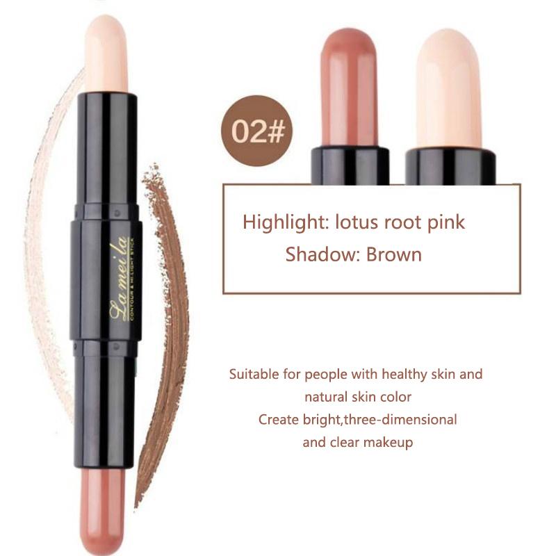 

2 в 1 Цвет лица + хайлайтер для украшения и мерцающий карандаш-консилер, бронзатор, 3 цвета, геометрический хайлайтер для лица для макияжа для женщин двойного назначения 02#