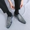 Mens Leather Loafers Shoes Business Casual Shoes Pointed Wedding Party Gentleman Street Style Fashionable Quality Elegant Shoes