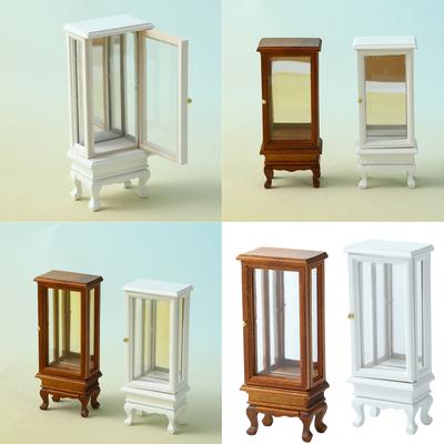 1/12 Scale Miniature Glass Door Cabinet For Dollhouse Decoration And Collectible Display Accessories Scene Decors