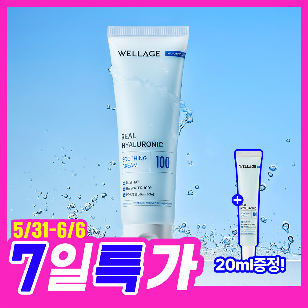 WELLAGE Real Hyaluronic Soothing Cream 80ml (+20ml)