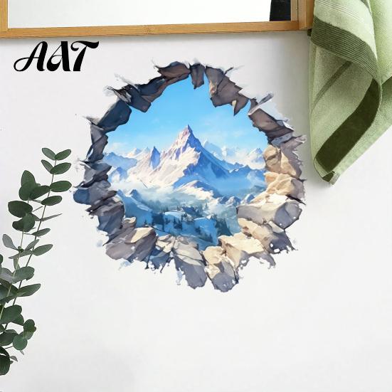 Decorative Stickers for Rental Snow Peak Wall Sticker, 3D Landscape Decal, Durable Decor Small Spaces PVC Waterproof Window Film, Living Room Bedroom