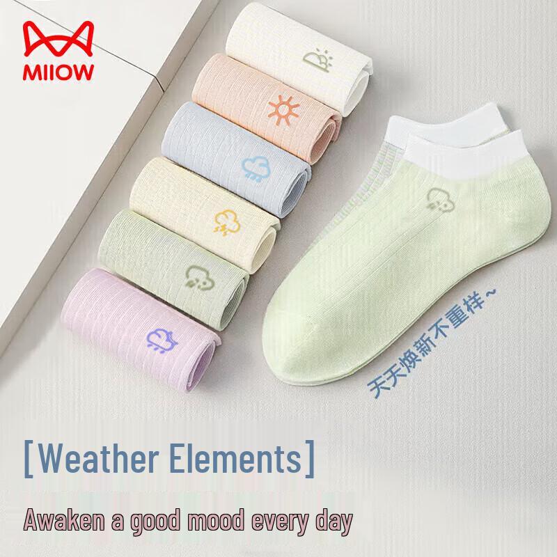 Mao Ren Women s Jacquard Cotton Boat Socks (6-Pack) One Size
