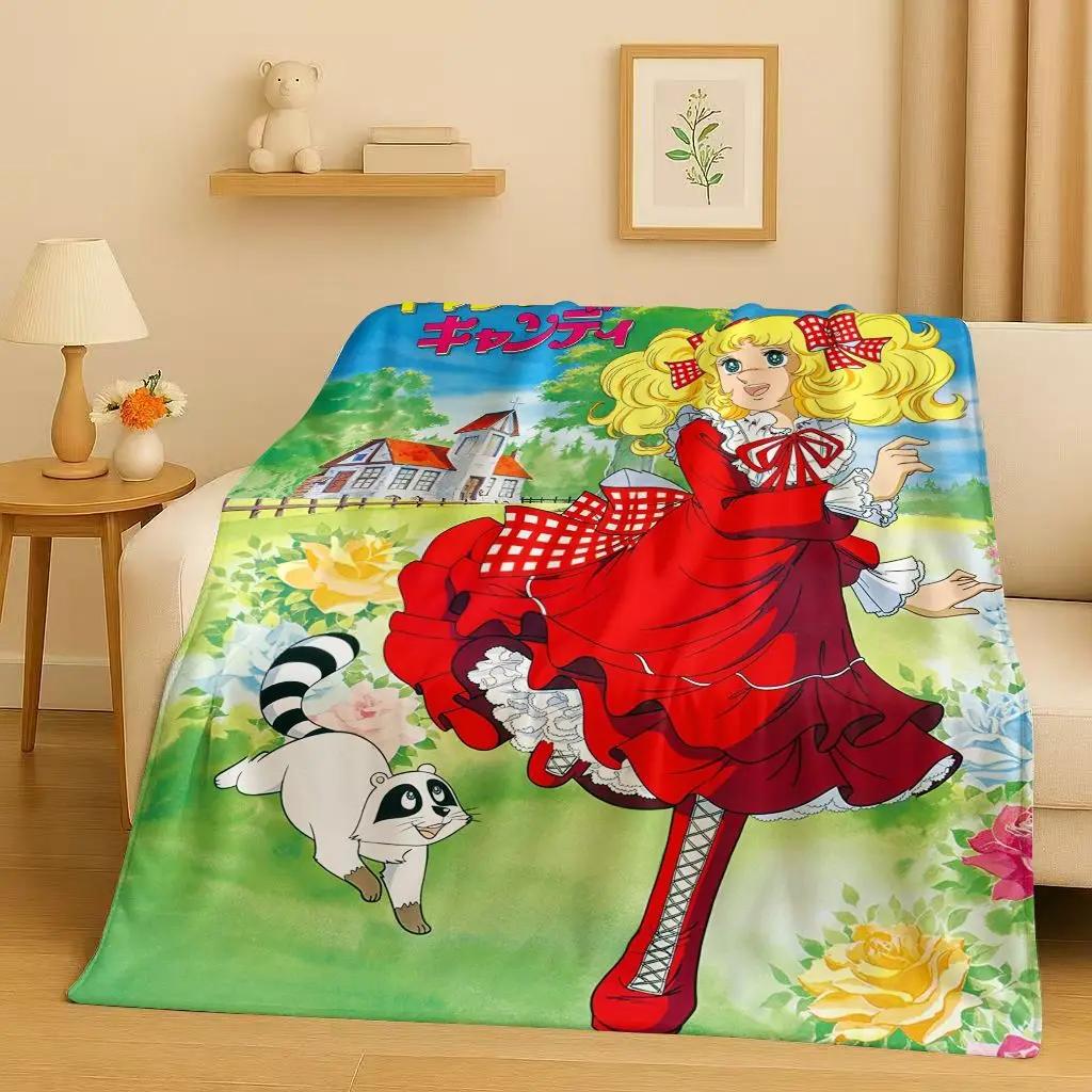 Coperta in Flanella Classica Cartoon Caramelle Dolce Ragazza, Coperta Morbida Calda in Peluche per Casa Camera da Letto Letto Divano Ufficio Bambino