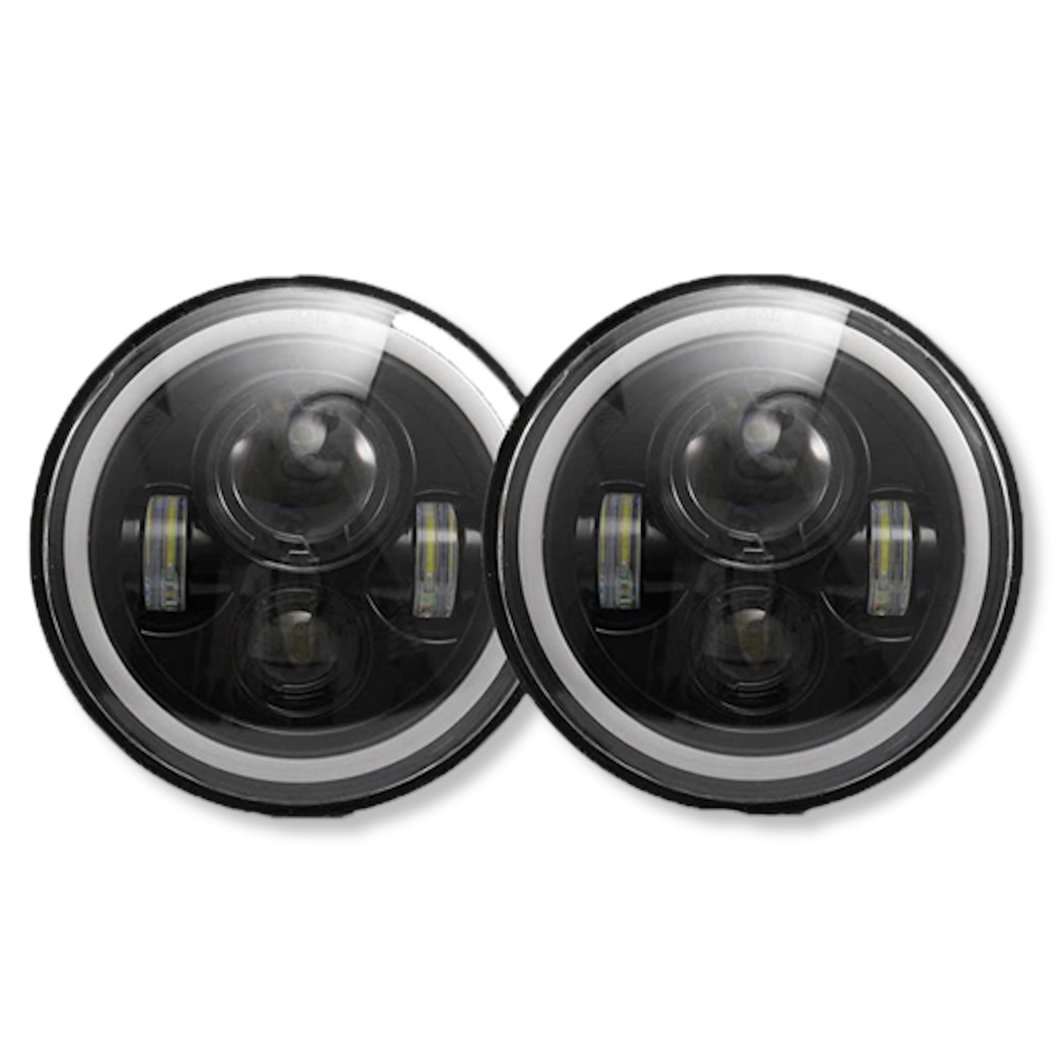 

Lezalic 7 Inch Headlight LED Left and Right 2pcs Squid Ring Daylight Ring Light Lens vehicle inspection compatible чёрный