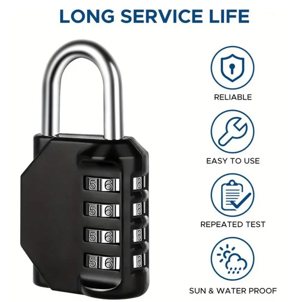 1pc 4 Digit Combination Padlock Waterproof Outdoor Lock  Door Suitcase Bag Package Cabinet Locker Window