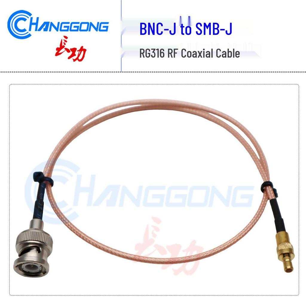 RG316 RF Coaxial Cable - BNC to SMB-J Adapter, 50 Ohm