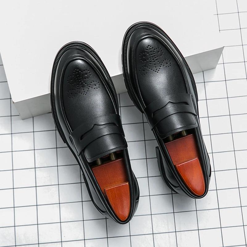 Luxury Brand Men's Leather Shoes Office Shoes Men Platform Leather Wedding Banquet Loafers Comfortable Business Shoes Zapatos
