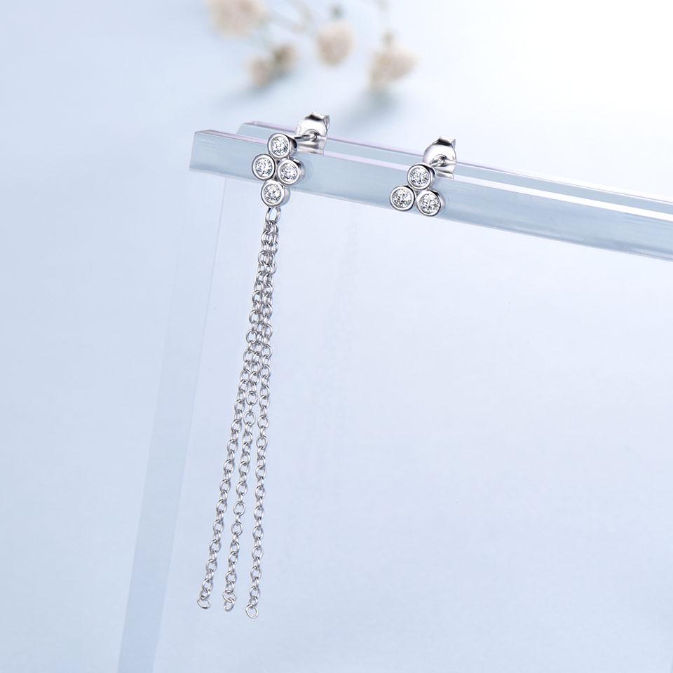 Umcho Echter 925 Sterling Silber Schmuck Asymmetrie Quaste Silber Tropfen Ohrringe für Frauen Besondere Party Geschenke Edlen Schmuck