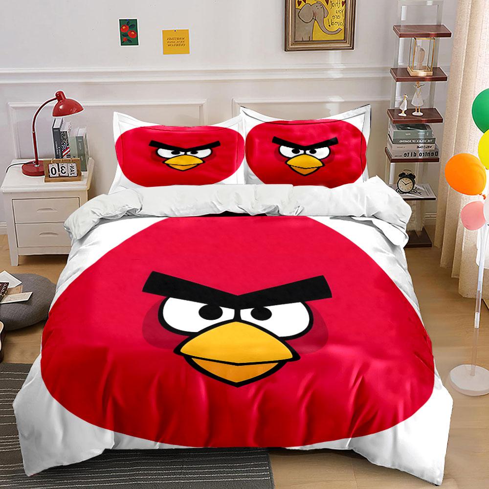 Angry Bird-Themed Fun Set  kid s and adults  bedroom decor, Exquisite three-piece bedding set gift 135x200cm