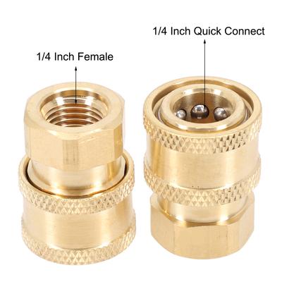 Brass High Pressure Washer Adapter Hydraulic Couplers Fittings 1/4" Quick Connect Socket To 1/4" Female NPT Garden Irrigation
