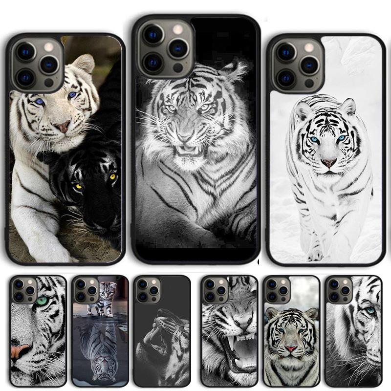Animal White Tiger Pattern Phone Case Cover For iPhone 17 Air 15 16 14 13 12 Pro Max 11 Pro Max Plus Coque Shell