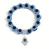 Evil Eye Beaded Bracelet w/Hand Charm | Adjustable Boho Zircon, Blue Eyes Beaded Minimalist, Vintage Chic Everyday Wear