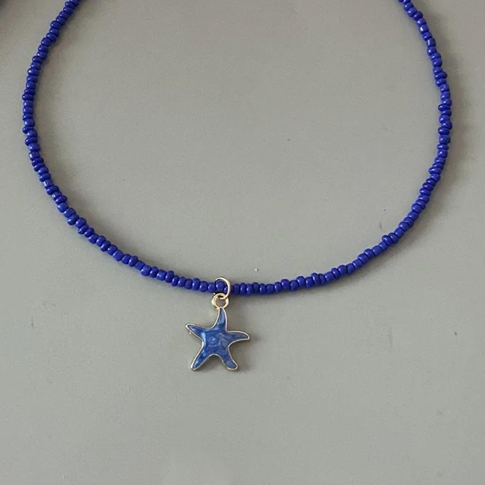 

Ожерелье с подвеской в виде морской звезды на весну и лето, короткая цепочка-чокер, милое ожерелье с подвеской для женщин и девочек синий
