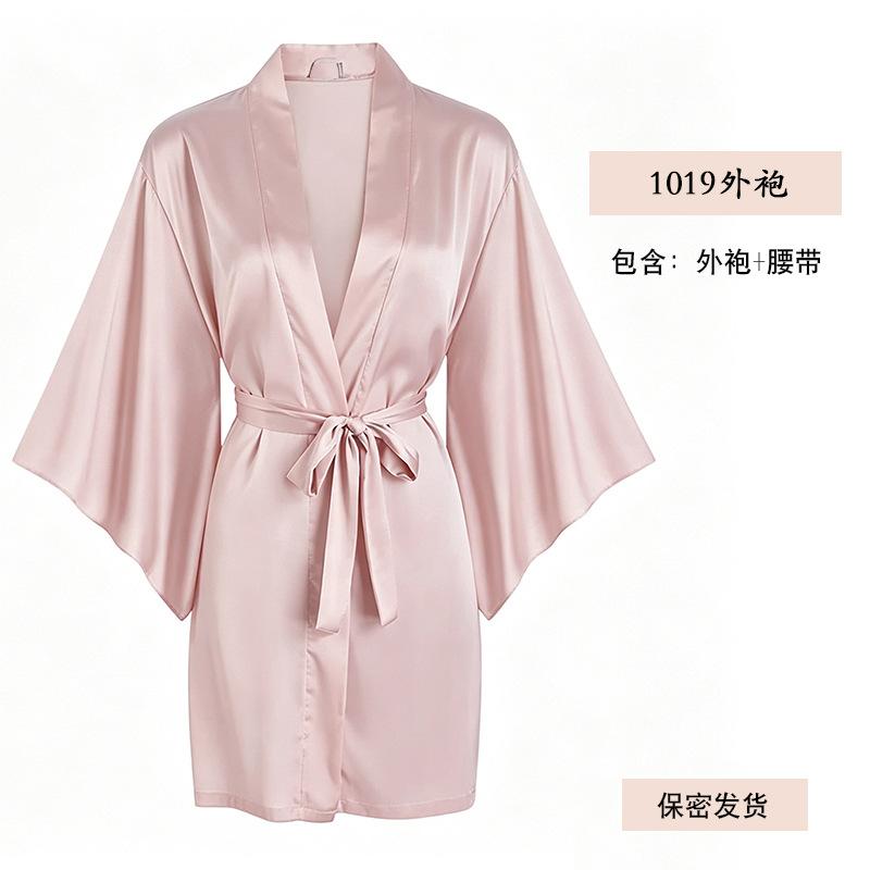 Yiyue sexy pajamas French suspender satin thin sexy underwear flirting pure loungewear women's nightdress 1101