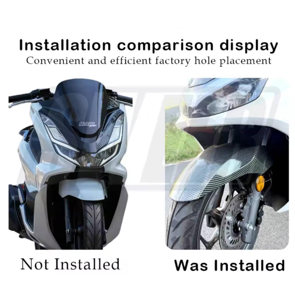 Motorcycle Front Fender Carbon Fiber Pattern Front Wheel Mudguard Water Splash Protection Cover For Honda PCX160 2021-2025