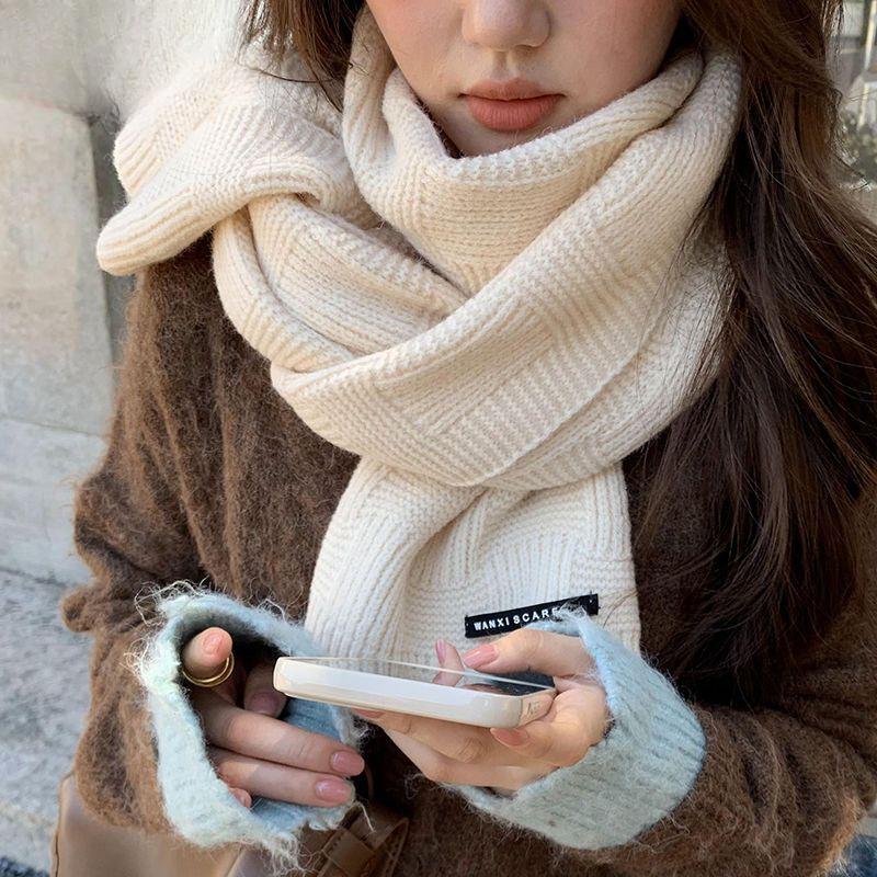 

Женский студенческий шарф из искусственного кашемира высокого класса, осенне-зимний, теплый, вязаный, длинный, утолщенный, грелка для шеи белый