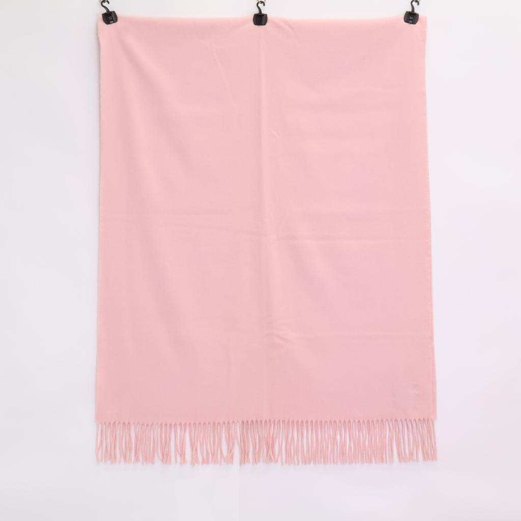 HERMES Embroidered logo, cashmere, fringe Scarf pinkUsed