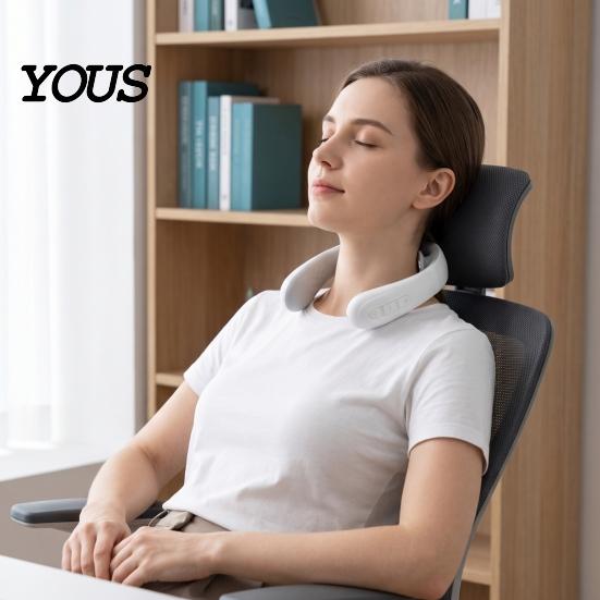 Travel Friendly Neck Massager Electric with Heat, 10 Modes & 16 Intensity Levels, Heated Cervical Lightweight Cordless Massager, Wearable Relaxer for
