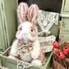 Cute Bowknot Plush Rabbit Backpack Realistic Long Fur Bunny Doll Cartoon Stuffed Animal Bag