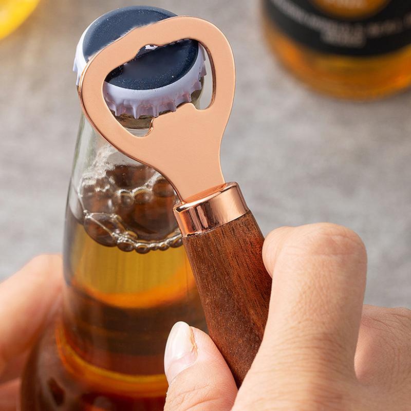 Dřevěná rukojeť otvírák na pivní láhve kreativní nerezový otvírák na koktejlové nápoje otvírák na plechovky barman vývrtka pro domácí bar restauraci