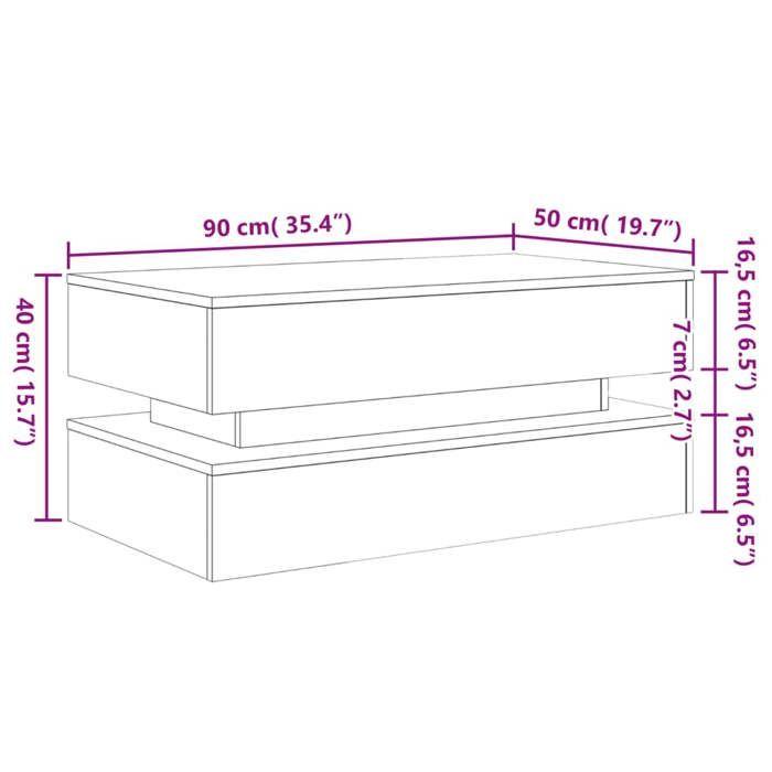VidaXL Coffee Table with LED Lights Old Wood 90x50x40 Cm, Side Table, Living Room Table, Side Table, End Table 857718