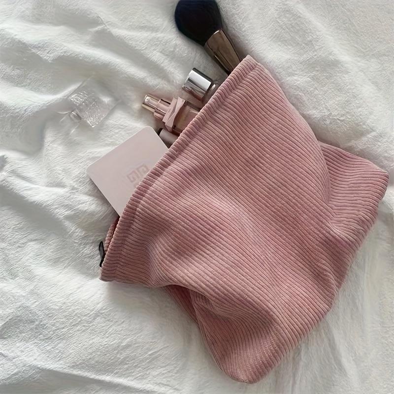 Personalized Embroidered Corduroy Makeup Bag Letter Toiletry Cosmetic Pouch Bridesmaid Proposal Gift Custom Makeup Bag for Women