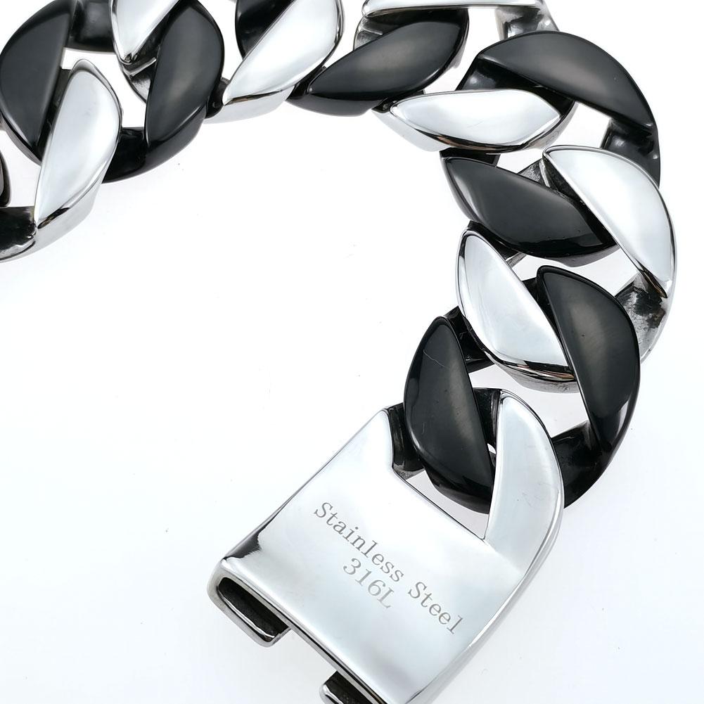 32mm Width Bling Massive 316L Stainless Steel Steel & Black Hip Hop Bracelet Designer Chrams