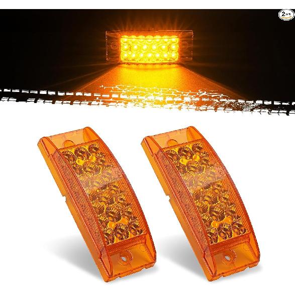 2pcs 6 Inch Amber Side Marker Lights 21 LED Turn Signal Lights 6 x2  Rectangle C