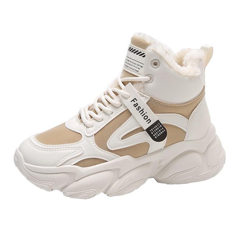 Fleece Thickened Cotton Shoes Winter New Sports Dad Shoes Heightened Thick-soled Fleece Warm High-top Shoes