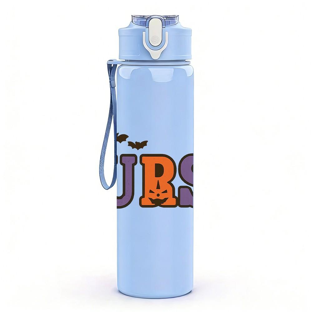 1PC Nurse Retro Bold Letter Art Print 750ml Color Plastic Sports Water Bottle Leakproof Flip Straw Lid Suitable for Sports Office Home Use