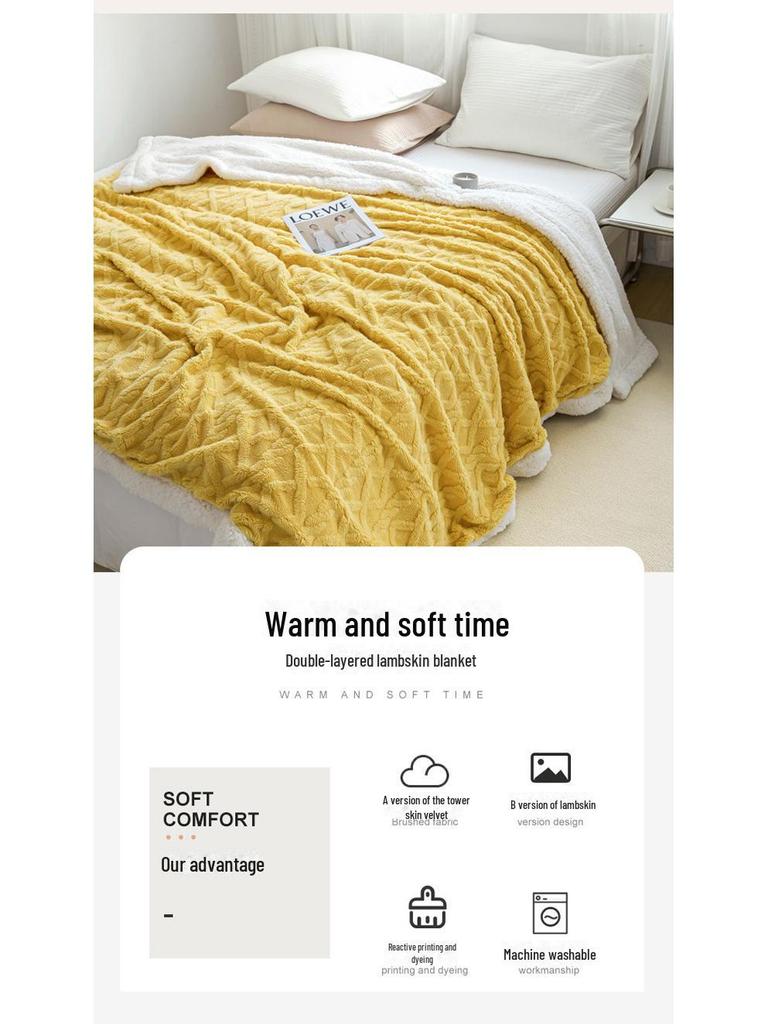 Tuff Lamb Fleece Nordic Sofa Blanket: Soft, Solid Color, Year-Round Use