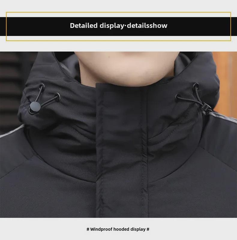 Men's Winter Hooded Cotton-Padded Jacket - Thick, Warm, and Casual Velvet Design.