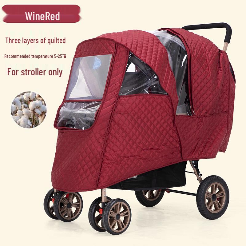 Universal Twin Baby Stroller Rain & Wind Cover for Front & Back Double Stroller