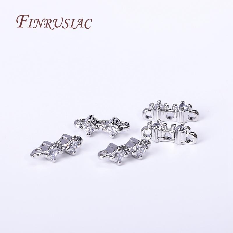 18K Gold Plated 2/3 Hole Separators For Beads,Inlaid Zircon Beads Separators,Handmade Decorative DIY Beading Jewelry Materials