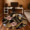 1pc Tropical Leaves Flowers Round Chair Mat Office Area Rug - Non-Slip, Floor Mat for Office, Bedroom, and Indoor Decor P127195