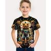 Children's Halloween Pumpkin Pattern 3D Printed Boy Funny Round Neck Short Sleeved T-shirt