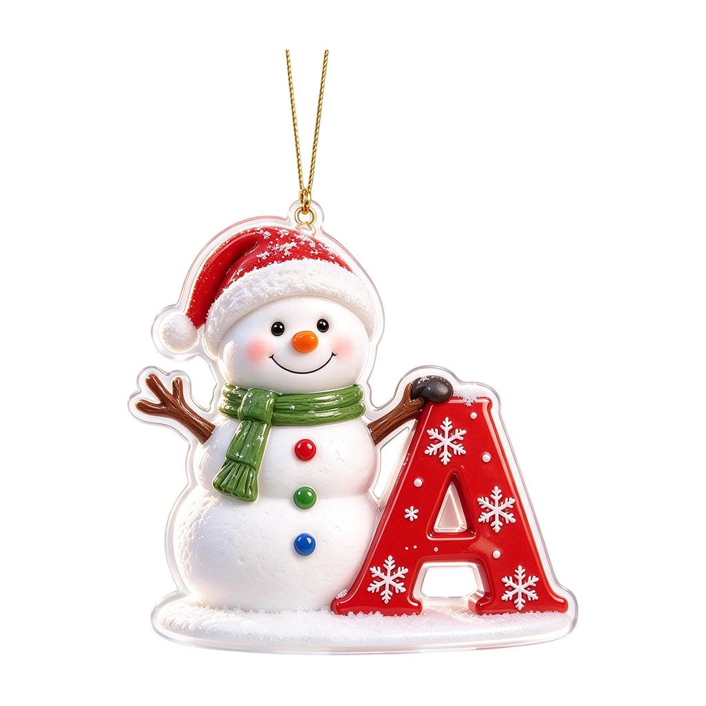 Christmas Snowman Letter 2D Acrylic Hanging Ornament for Holiday Tree Decor
