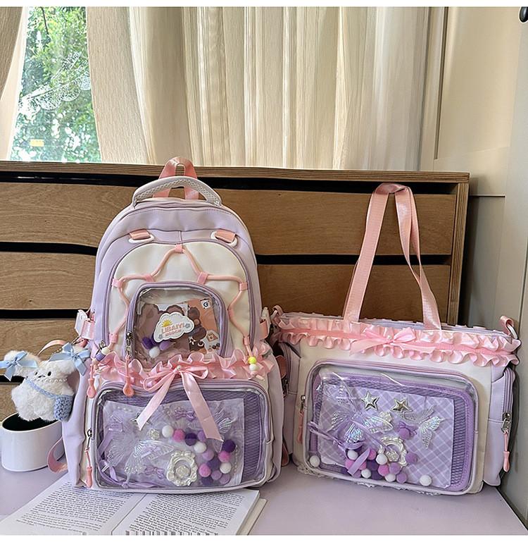 Fresh Sweet Transparent Backpack With Waterresistant Nylon For School Girls