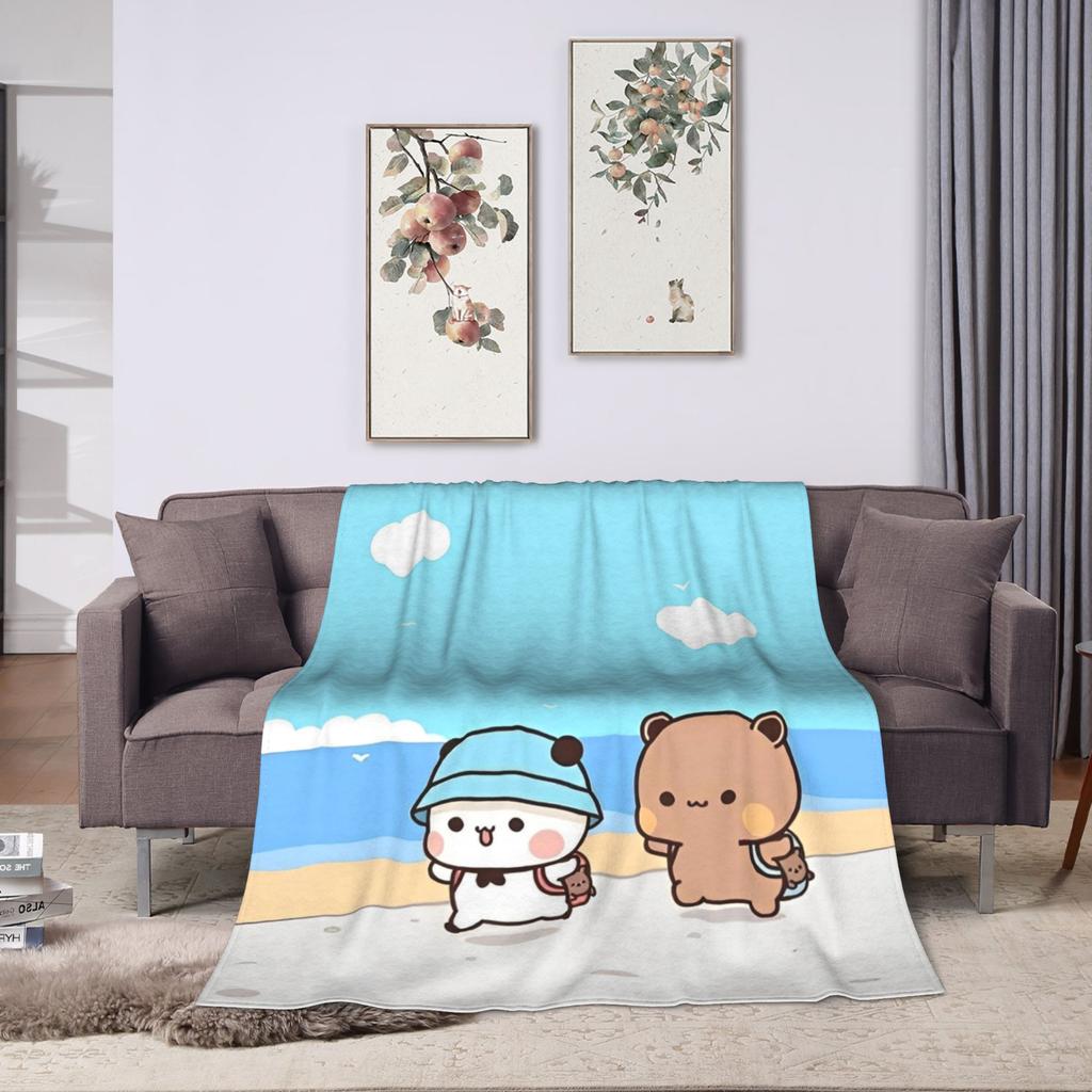 Bear Cartoon Cute Bubu Dudu Blanket Flannel Print  Portable Ultra-Soft Throw Blanket for Home Travel Bedspread