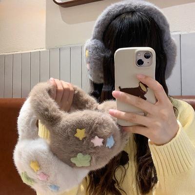 Cute Rabbit Fur Ear Coverings for Women Winter Protection and Warmth Anti-freezing Real Fur Ear Warming Bags Foldable Ear Covers
