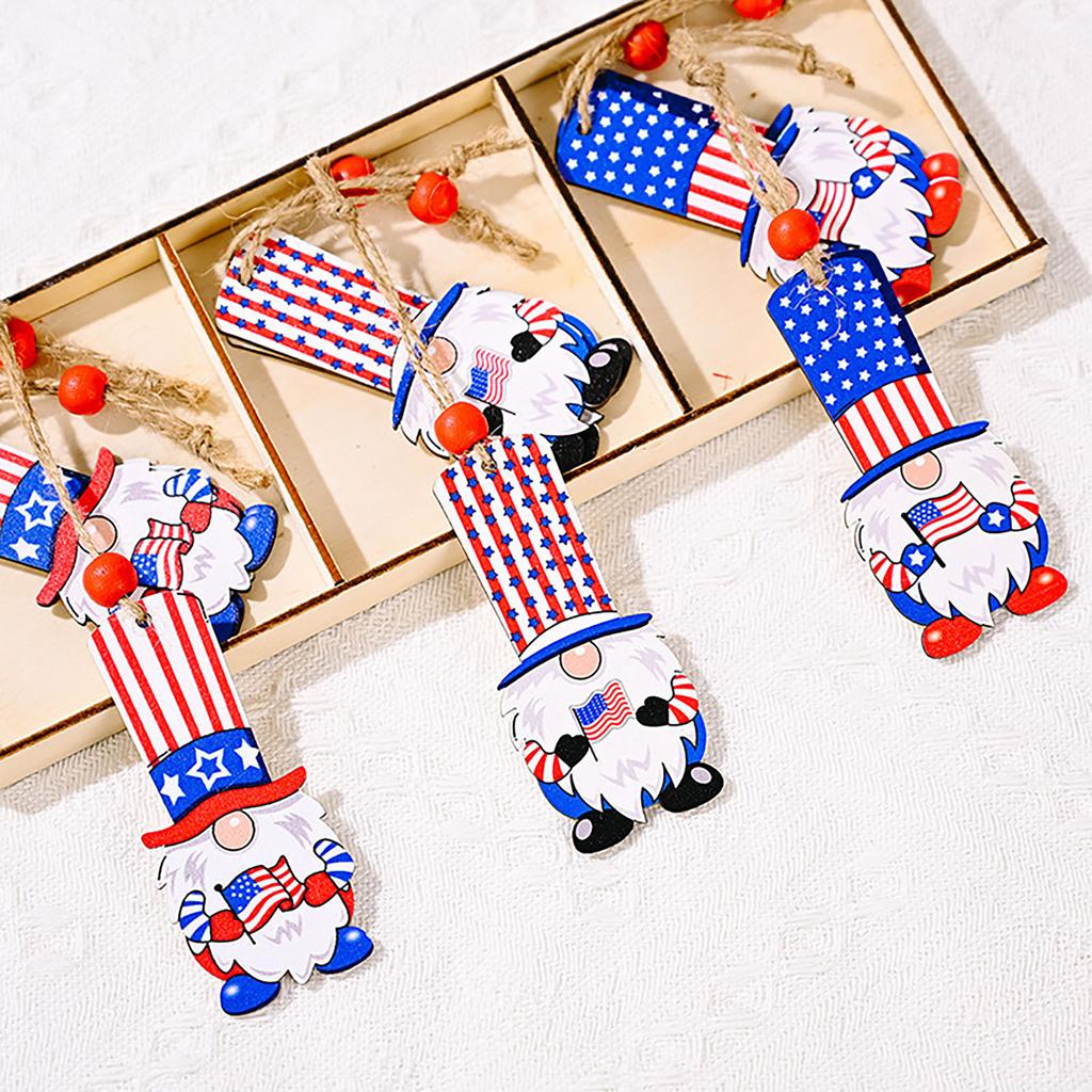 Independence Day Wooden Box Pendant Desktop Decoration Tree Hanging