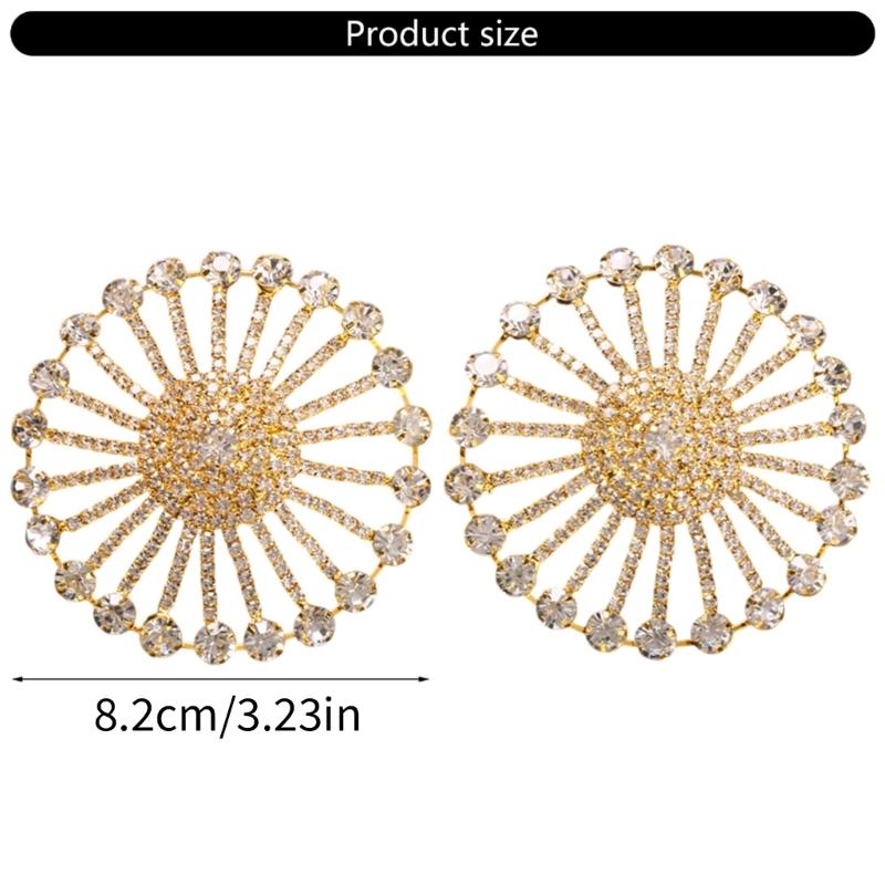 1Pair Round Rhinestones Pasties Sticky Bra Body Chain Reusable Pasty Breast Covers Boobs Stickers for Women Girls Gifts